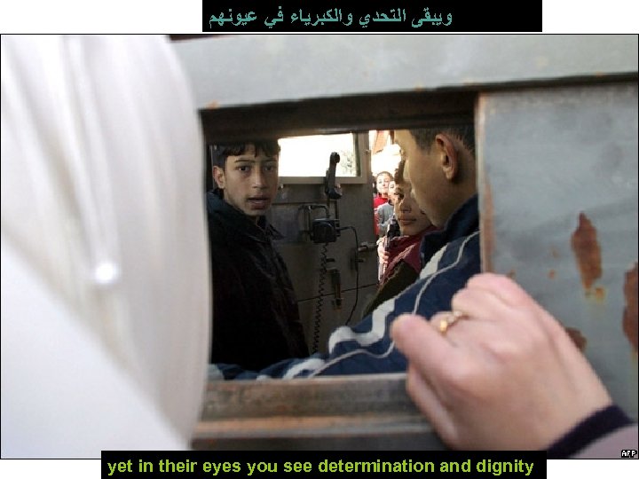  ﻭﻳﺒﻘﻰ ﺍﻟﺘﺤﺪﻱ ﻭﺍﻟﻜﺒﺮﻳﺎﺀ ﻓﻲ ﻋﻴﻮﻧﻬﻢ yet in their eyes you see determination and