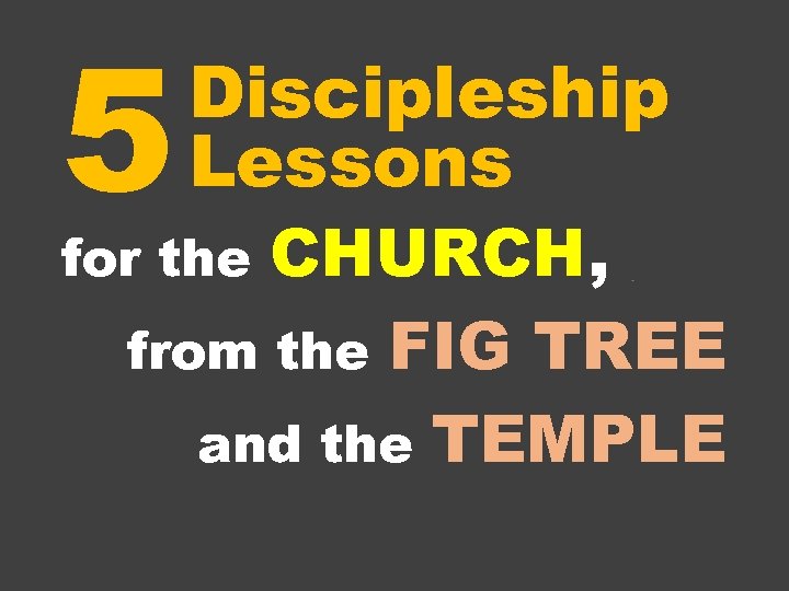 5 Discipleship Lessons CHURCH, from the FIG TREE and the TEMPLE for the 