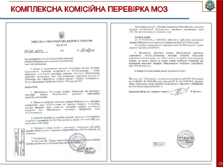 КОМПЛЕКСНА КОМІСІЙНА ПЕРЕВІРКА МОЗ 25 