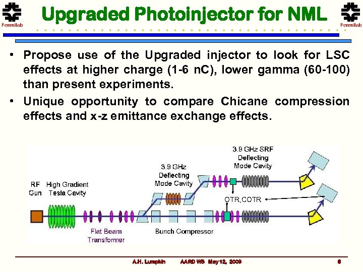 Upgraded Photoinjector for NML • Propose use of the Upgraded injector to look for