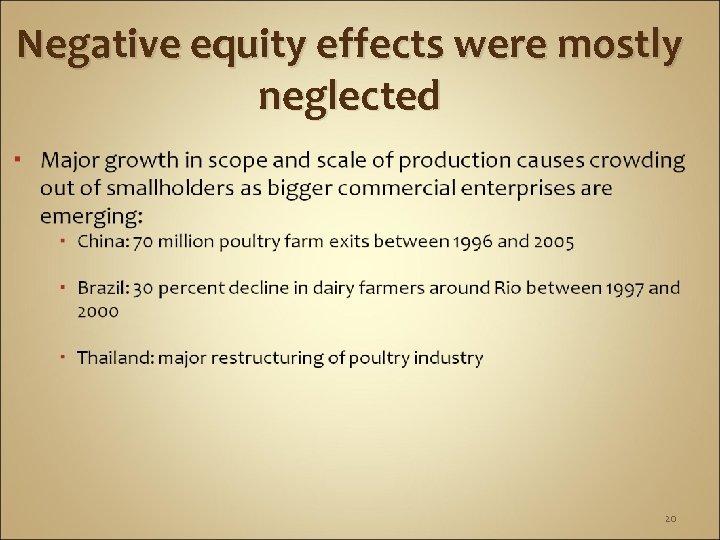 Negative equity effects were mostly neglected 20 