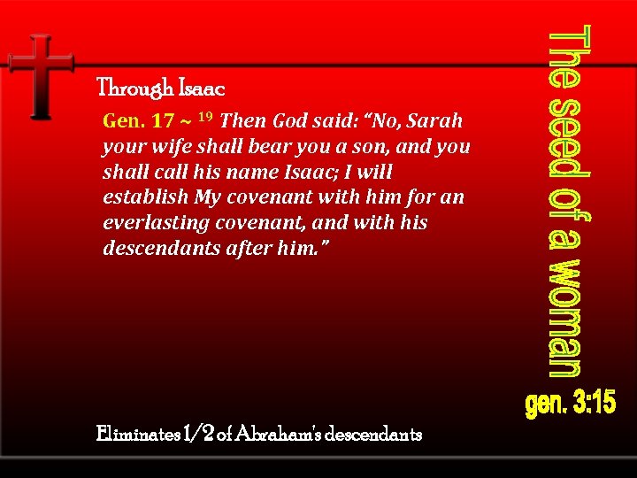 Through Isaac Gen. 17 ~ 19 Then God said: “No, Sarah your wife shall