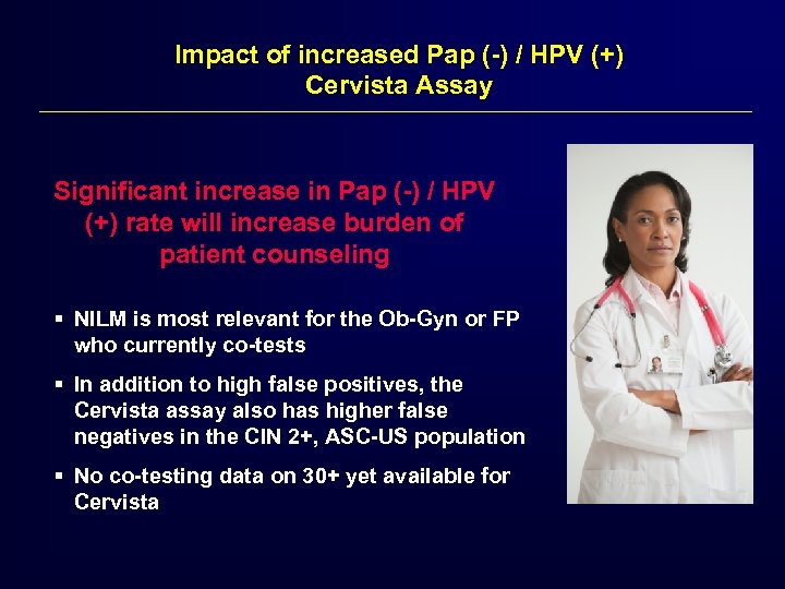 Impact of increased Pap (-) / HPV (+) Cervista Assay Significant increase in Pap