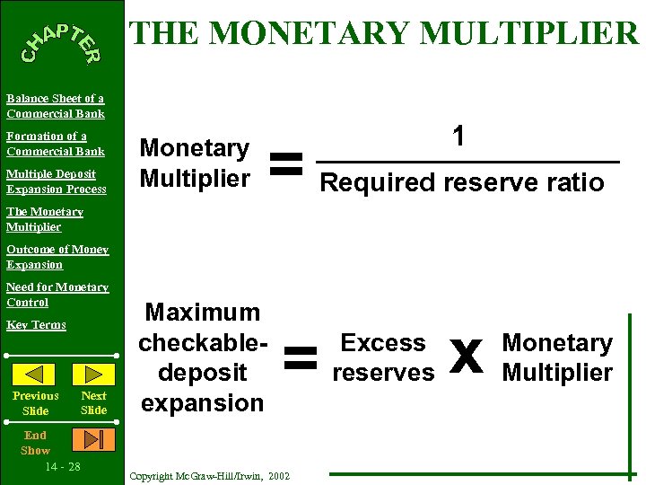 THE MONETARY MULTIPLIER Balance Sheet of a Commercial Bank Formation of a Commercial Bank