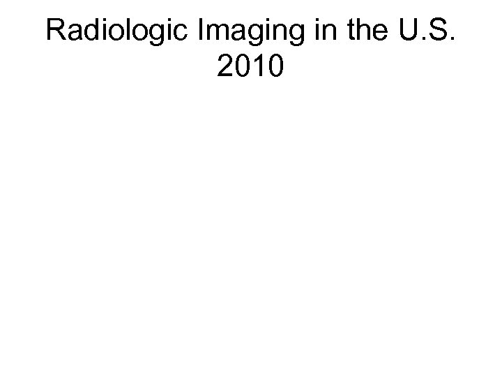 Radiologic Imaging in the U. S. 2010 