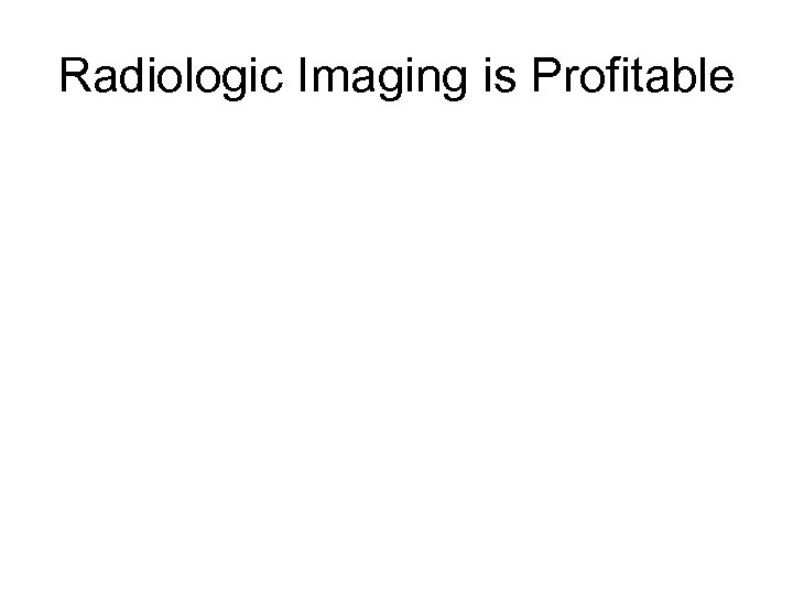 Radiologic Imaging is Profitable 