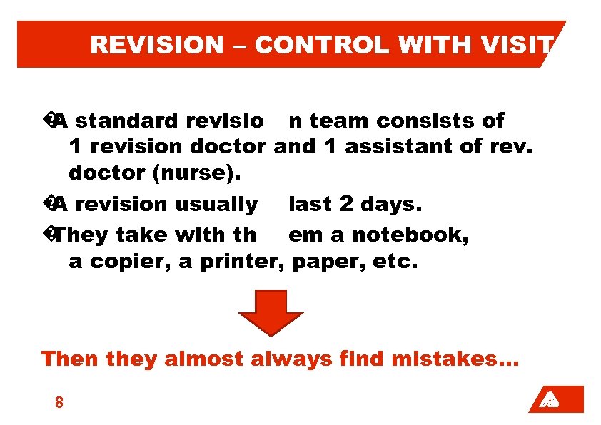 REVISION – CONTROL WITH VISIT � standard revisio n team consists of A 1