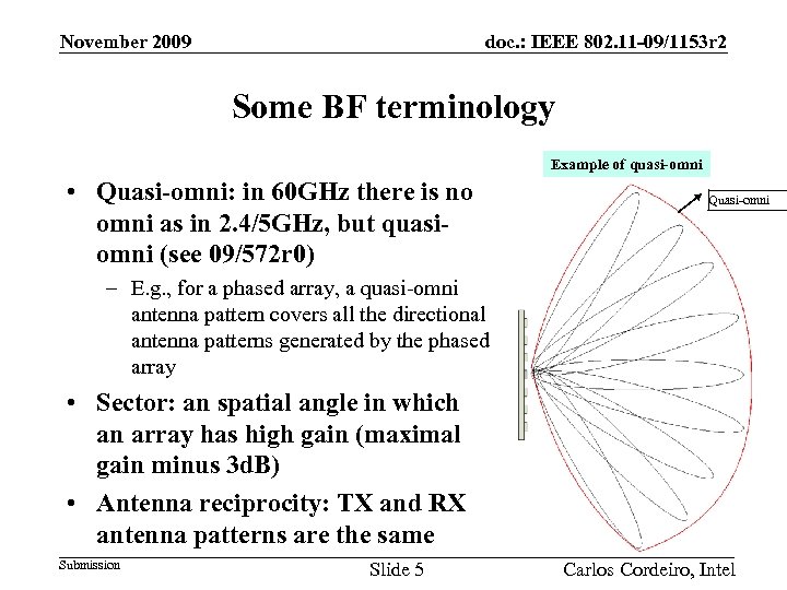 doc. : IEEE 802. 11 -09/1153 r 2 November 2009 Some BF terminology Example