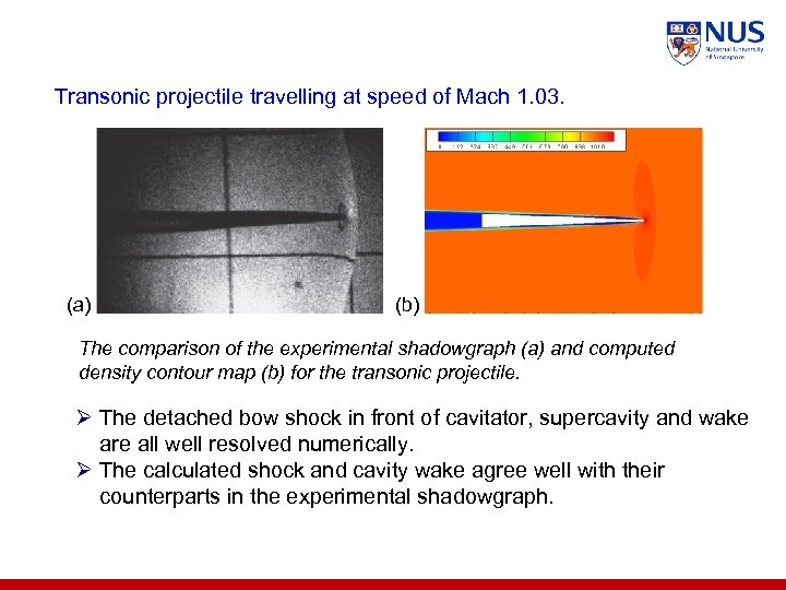 Transonic projectile travelling at speed of Mach 1. 03. (a) (b) The comparison of
