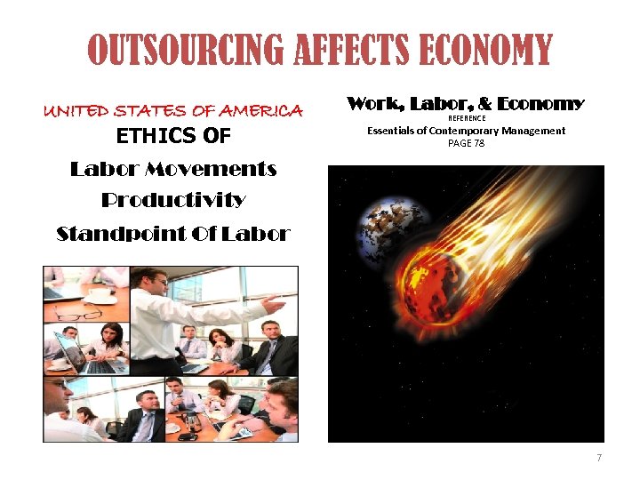 OUTSOURCING AFFECTS ECONOMY UNITED STATES OF AMERICA ETHICS OF Work, Labor, & Economy REFERENCE