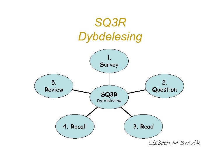 SQ 3 R Dybdelesing 1. Survey 5. Review SQ 3 R 2. Question Dybdelesing