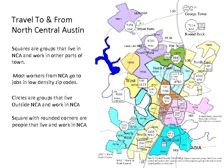 Travel To & From North Central Austin Squares are groups that live in NCA