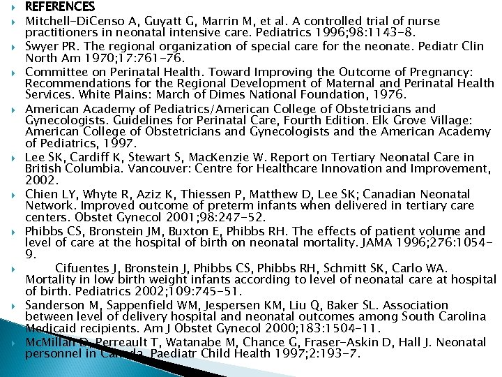  REFERENCES Mitchell-Di. Censo A, Guyatt G, Marrin M, et al. A controlled trial