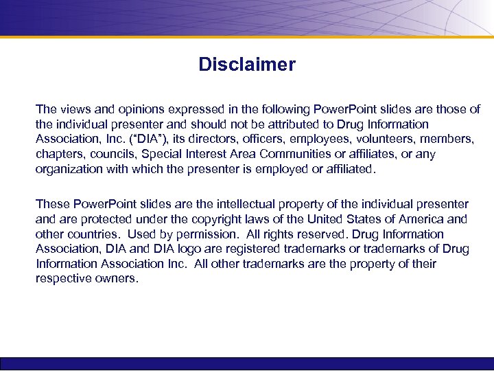 Disclaimer The views and opinions expressed in the following Power. Point slides are those