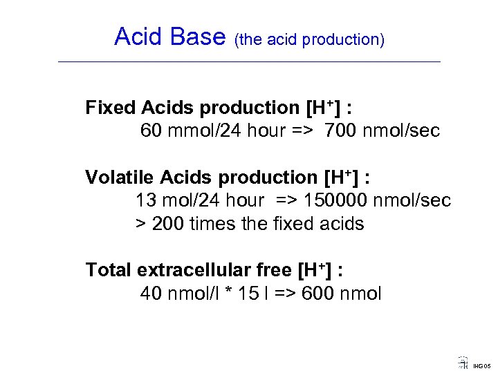 Acid Base (the acid production) ____________________________________ Fixed Acids production [H+] : 60 mmol/24 hour