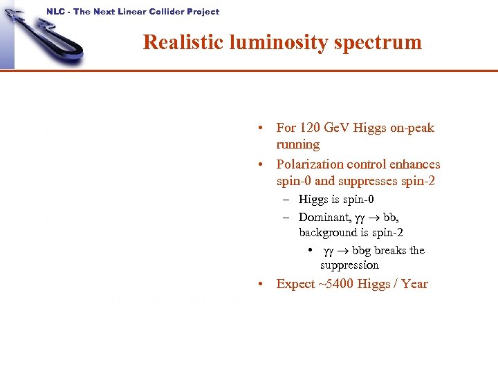 NLC - The Next Linear Collider Project Realistic luminosity spectrum • For 120 Ge.