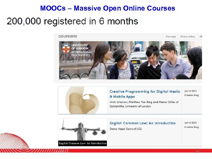 MOOCs – Massive Open Online Courses 30 