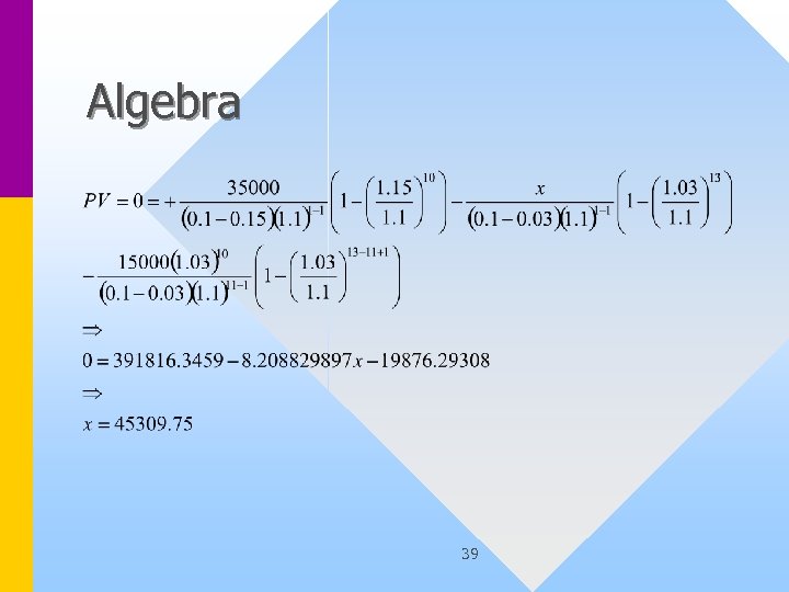 Algebra 39 