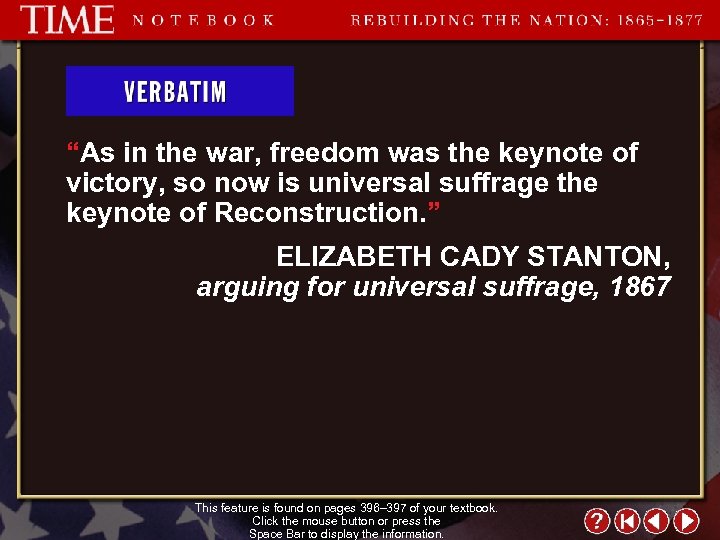 “As in the war, freedom was the keynote of victory, so now is universal