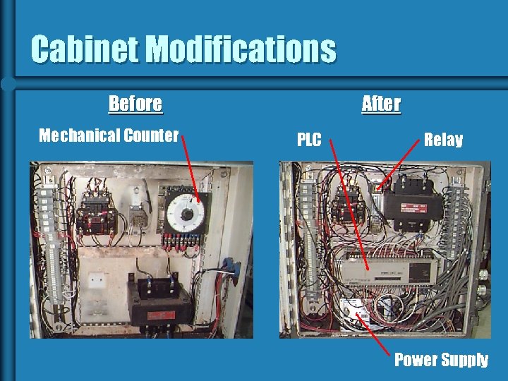 Cabinet Modifications Before Mechanical Counter After PLC Relay Power Supply 