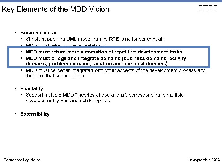 Key Elements of the MDD Vision • Business value • Simply supporting UML modeling