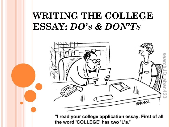 WRITING THE COLLEGE ESSAY: DO’S & DON’TS 