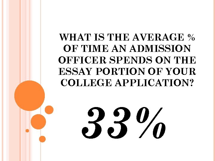 WHAT IS THE AVERAGE % OF TIME AN ADMISSION OFFICER SPENDS ON THE ESSAY