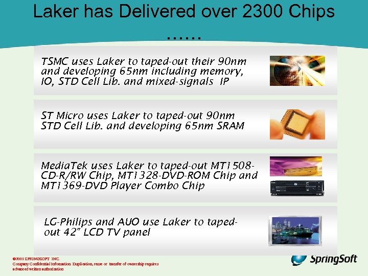 Laker has Delivered over 2300 Chips …… TSMC uses Laker to taped-out their 90