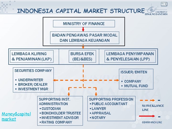 INDONESIA CAPITAL MARKET STRUCTURE MINISTRY OF FINANCE BADAN PENGAWAS PASAR MODAL DAN LEMBAGA KEUANGAN