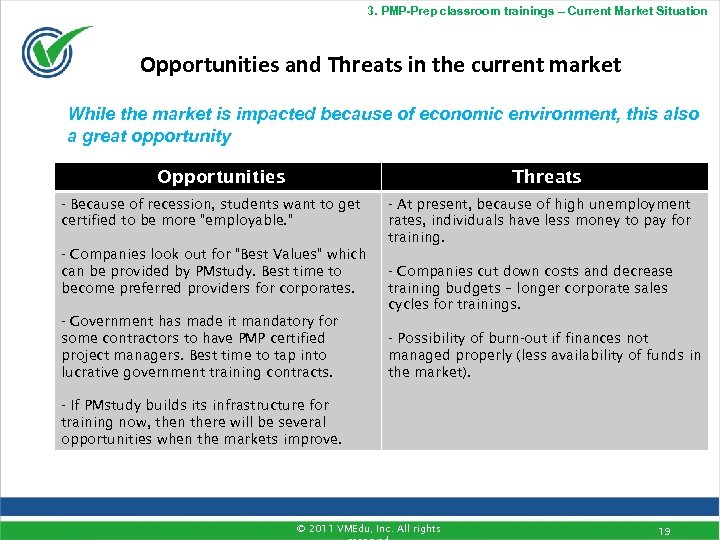 3. PMP-Prep classroom trainings – Current Market Situation Opportunities and Threats in the current