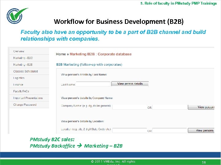 5. Role of faculty in PMstudy PMP Trainings Workflow for Business Development (B 2