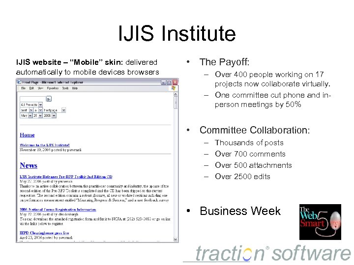 IJIS Institute IJIS website – “Mobile” skin: delivered automatically to mobile devices browsers •