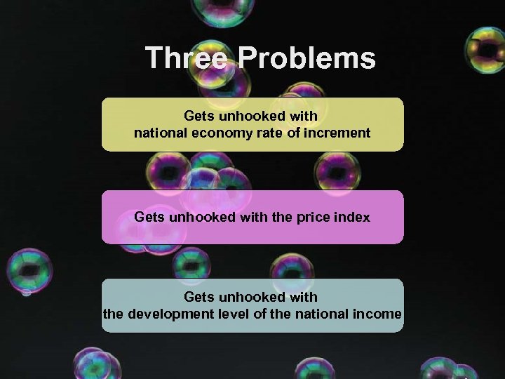 Three Problems Gets unhooked with national economy rate of increment Gets unhooked with the