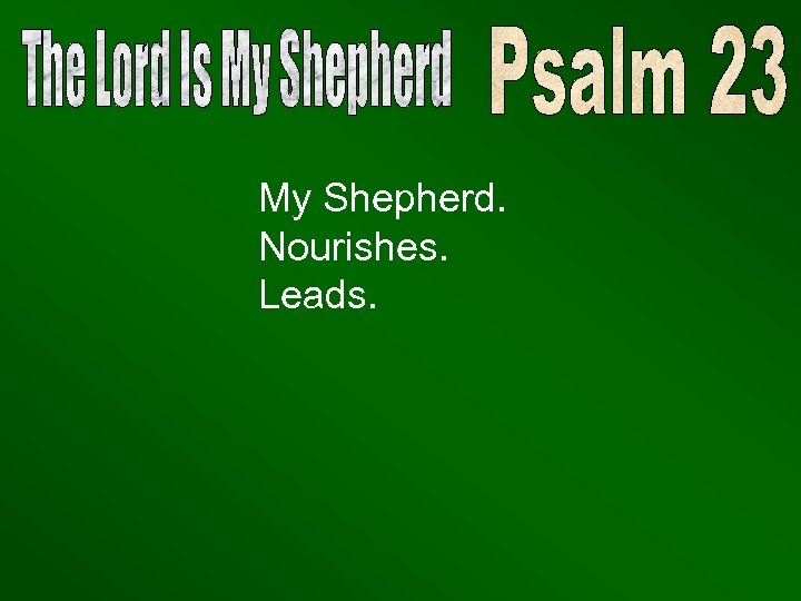 My Shepherd. Nourishes. Leads. 