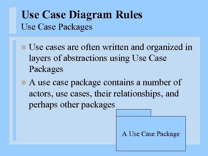 Use Case Diagram Rules Use Case Packages Use cases are often written and organized