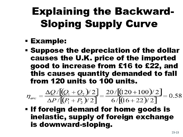 Explaining the Backward. Sloping Supply Curve § Example: § Suppose the depreciation of the