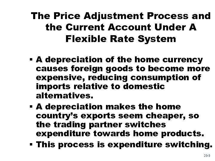 The Price Adjustment Process and the Current Account Under A Flexible Rate System §