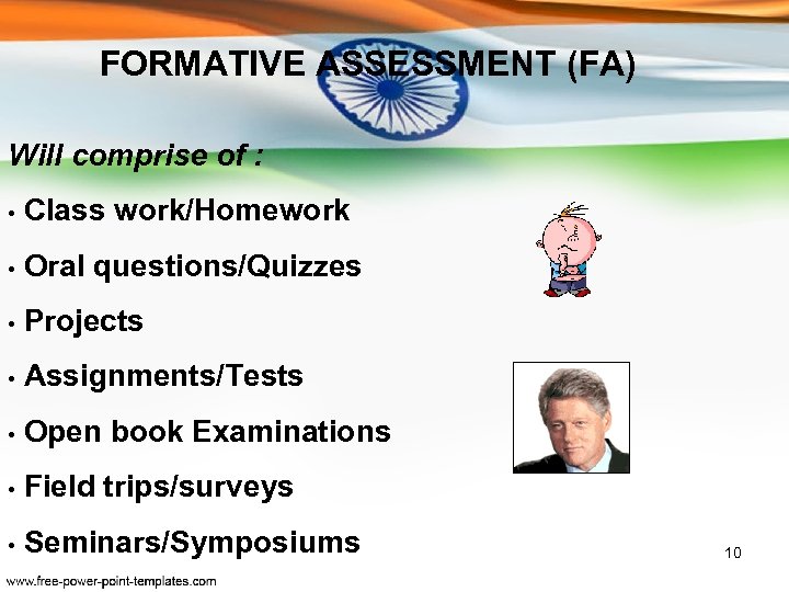 FORMATIVE ASSESSMENT (FA) Will comprise of : • Class work/Homework • Oral questions/Quizzes •