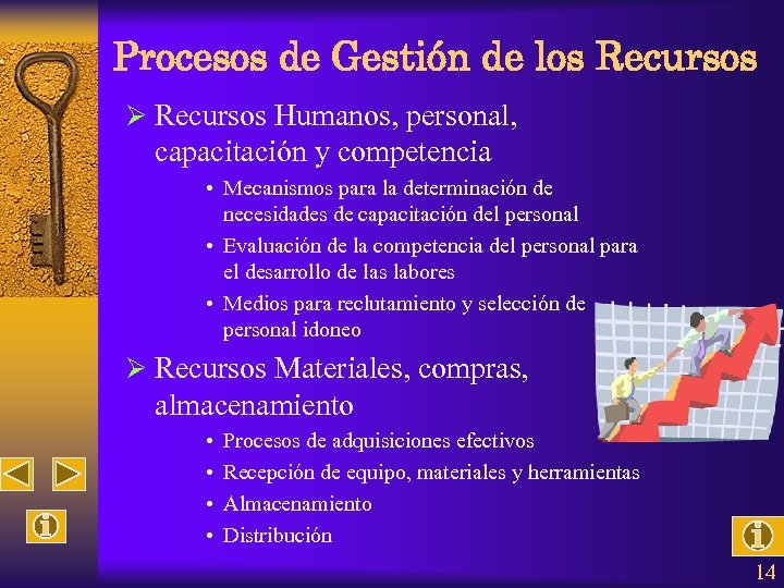 Procesos de Gestión de los Recursos Ø Recursos Humanos, personal, capacitación y competencia •
