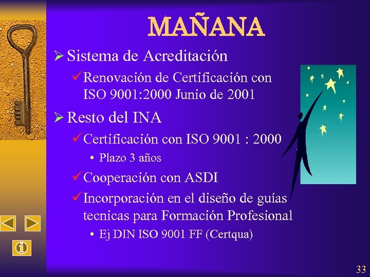 MAÑANA Ø Sistema de Acreditación üRenovación de Certificación con ISO 9001: 2000 Junio de