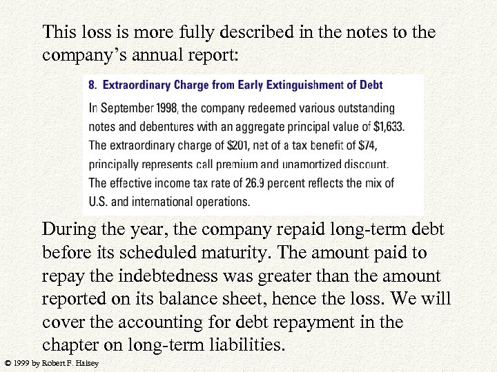 This loss is more fully described in the notes to the company’s annual report: