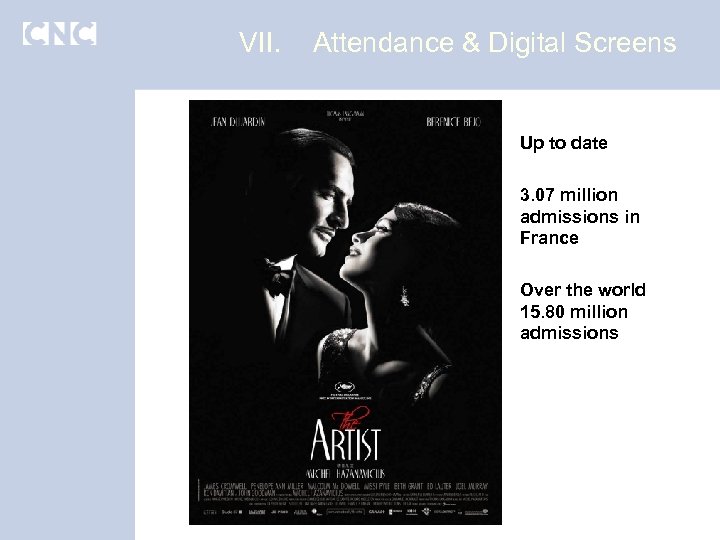 VII. Attendance & Digital Screens Up to date 3. 07 million admissions in France