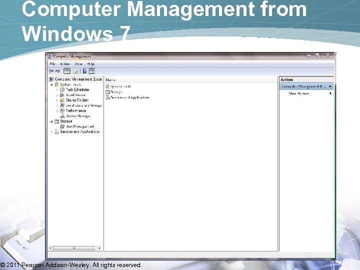 Computer Management from Windows 7 © 2011 Pearson Addison-Wesley. All rights reserved. 