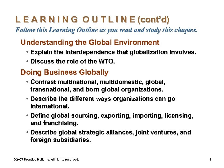 L E A R N I N G O U T L I N