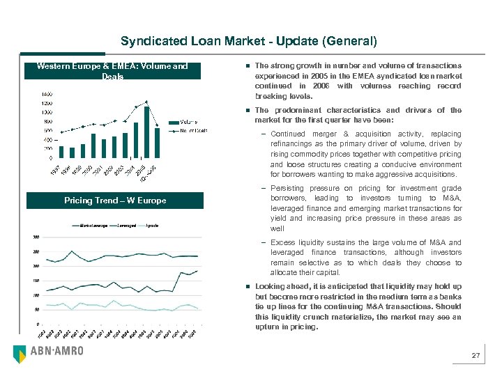 Syndicated Loan Market - Update (General) n The strong growth in number and volume