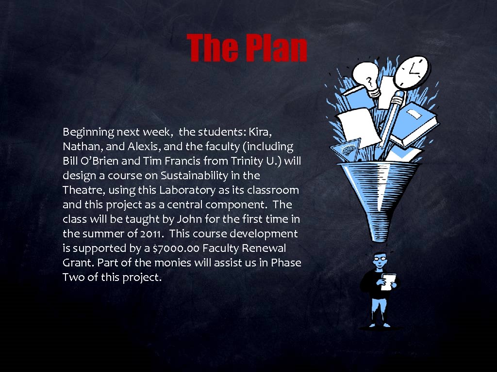 The Plan Beginning next week, the students: Kira, Nathan, and Alexis, and the faculty