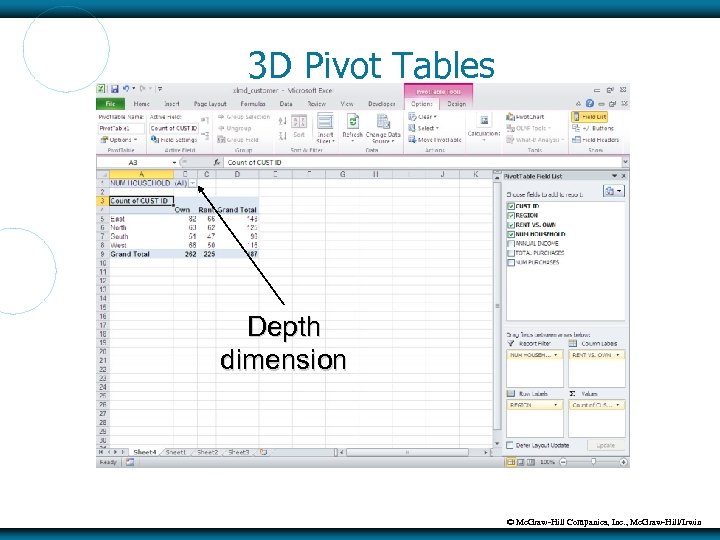 3 D Pivot Tables Depth dimension © Mc. Graw-Hill Companies, Inc. , Mc. Graw-Hill/Irwin