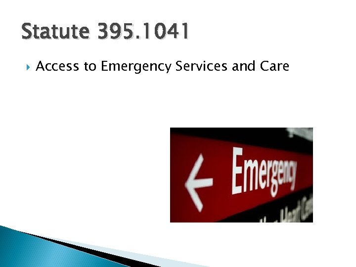Statute 395. 1041 Access to Emergency Services and Care 
