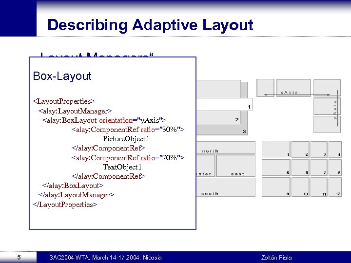 Describing Adaptive Layout „Layout Managers“ Box-Layout n Border. Layout n Box. Layout <Layout. Properties>