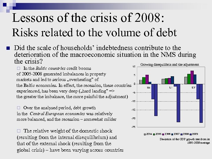 Lessons of the crisis of 2008: Risks related to the volume of debt n